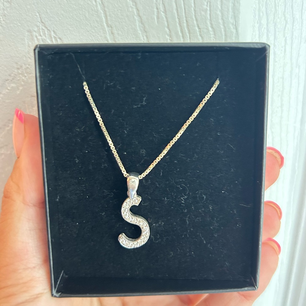 S initial silver necklace